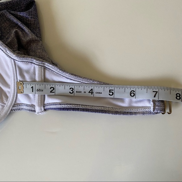 La Vie En Rose Aqua Swimsuit Bikini Top Denim Style Wrap Tie Size Small - Picture 6 of 11